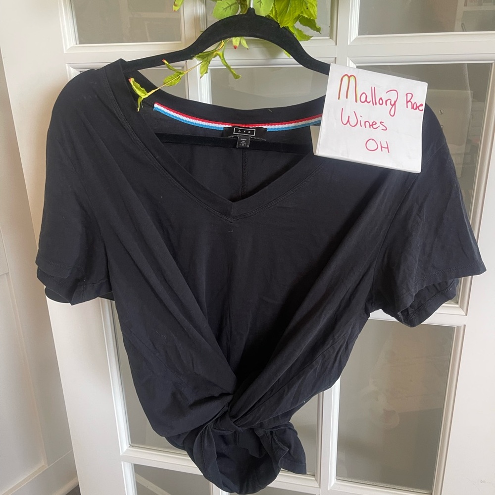 AYR Black Tie Front Short Sleeve T-Shirt